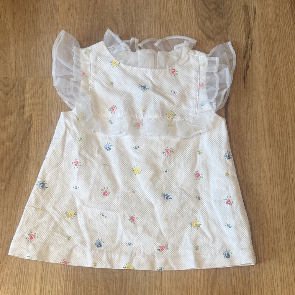 NWT Janie and Jack White Floral Baby Dress with Ruffle Sleeves